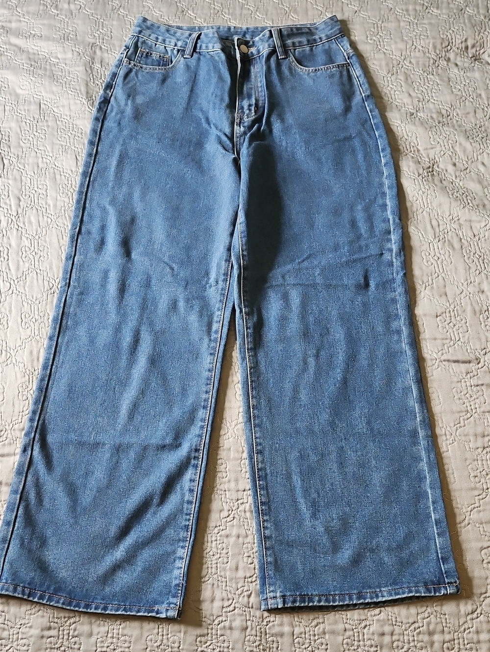SHEIN Relaxed Straight-Leg Jeans in Blue Denim